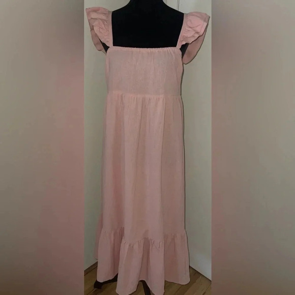 SHEIN Ruffle Hem Fly Sleeve Square Neck Midi Dress - Picture 2 of 8